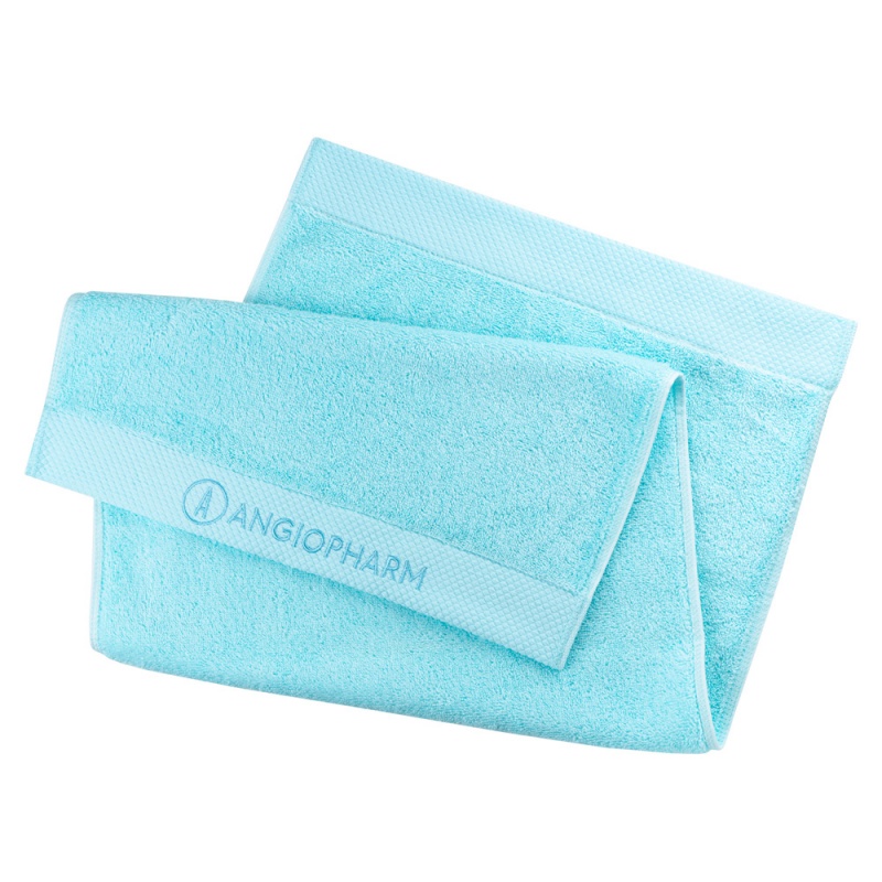 Полотенце брендированное ANGIOPHARM, голубое 70*140
